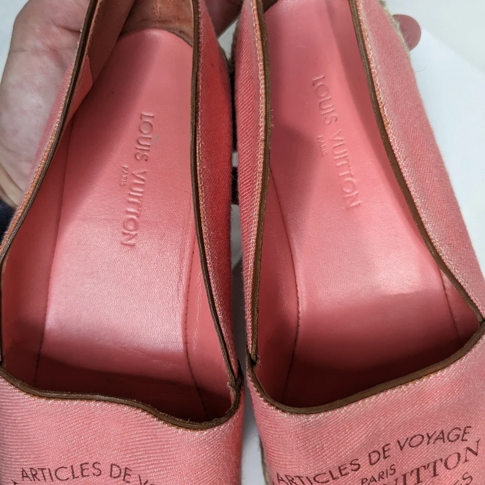 Authentic Louis Vuitton Pink Canvas Espadrilles